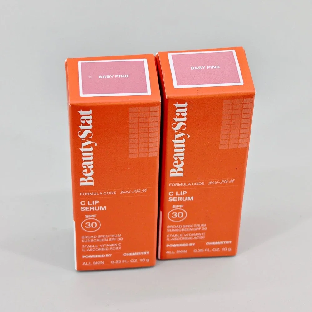 BeautyStat C Lip Serum SPF 30 Baby Pink Vitamin C Peptides 2-Pack 0.35oz Each